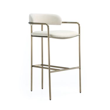 Serene Metal Upholstered Barstool In Alabaster
