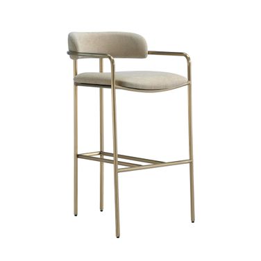 Serene Metal Upholstered Barstool In Taupe