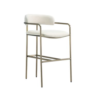 Serene Metal Upholstered Counter Stool In Alabaster