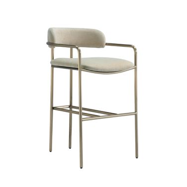 Serene Metal Upholstered Counter Stool In Taupe