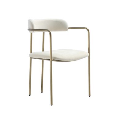 Serene Metal Upholstered Dining Chair In Alabaster