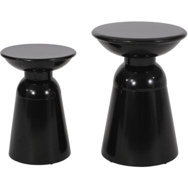 Serenita Outdoor Iron Side Tables with Flared Design In Black - Set of 2