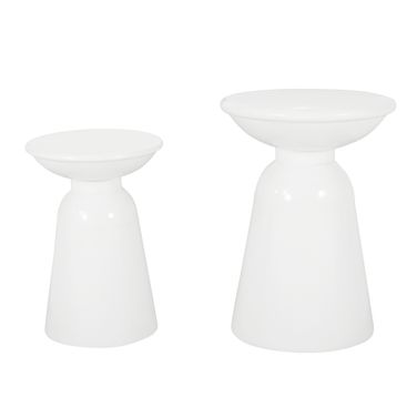 Serenita Outdoor Iron Side Tables with Flared Design In White - Set of 2
