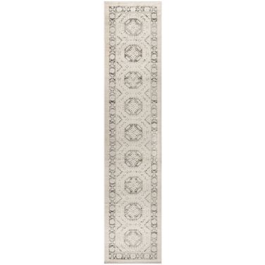 Serenity Home 2'2" x 7'6" Vintage Indoor Rug In Ivory Grey