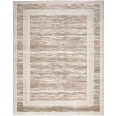 Serenity Home 9' x 12' Modern Indoor Rug In Mocha and Ivory