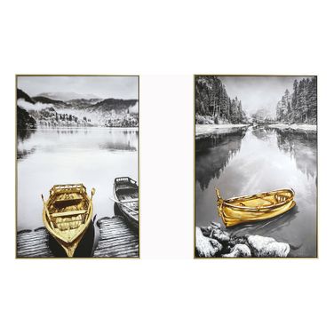 Serenity Reflections Canvas Wall Art Set of 2 In Gold