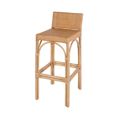 Serienna 30" Rectangular Rattan Low Back Bar Stool In Natural