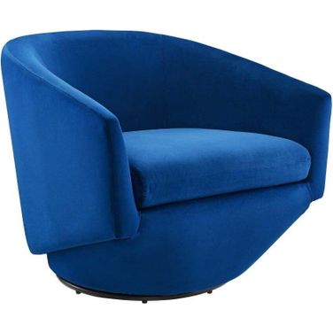 Series Performance Velvet Fabric Swivel Chair In Navy