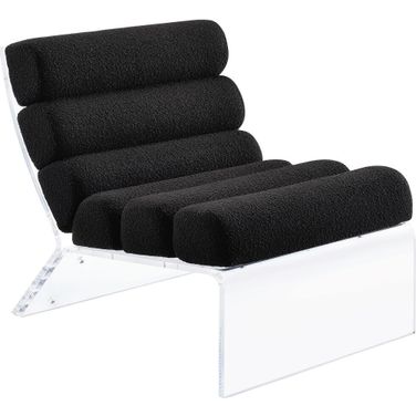 Serreta Boucle Upholstered Armless Accent Chair with Clear Acrylic Frame Black
