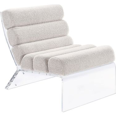 Serreta Boucle Upholstered Armless Accent Chair with Clear Acrylic Frame Ivory