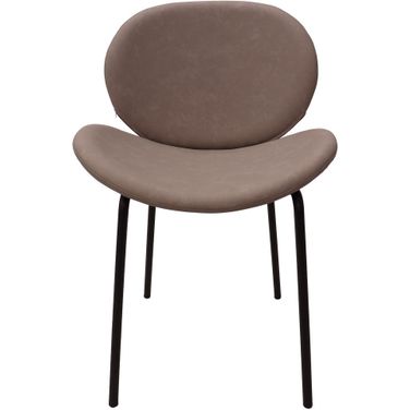 Servos Dining Side Chair with Upholstered Faux Leather Seat and Iron Frame In Light Grey