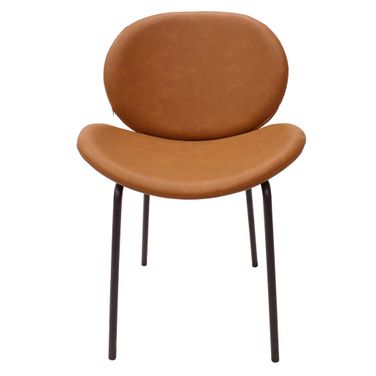 Servos Upholstered Faux Leather and Powder Coated Dining Side Chair In Dark Brown
