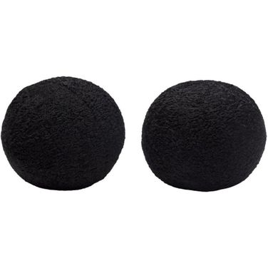 Set of 2 10 Inch Round Accent Pillows in Black Faux Sheepskin