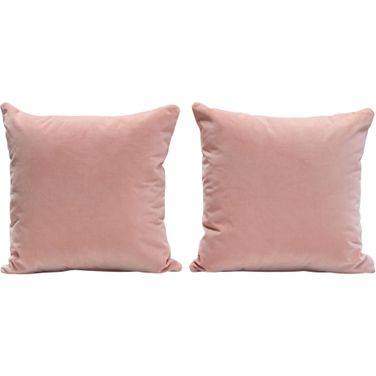 Set of 2 16 Inch Square Accent Pillows in Blush Pink Velvet