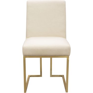 Set of 2 Skyline Dining Chairs in Cream Fabric with Polished Gold Metal Frame