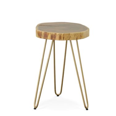 Seti Live Edge Accent Table In Natural Top In Gold Base
