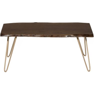 Seti Live Edge Coffee Table/Bench In Elm Top In Gold Base