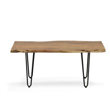 Seti Live Edge Coffee Table/Bench In Natural Top In Black Base