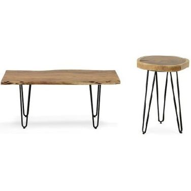 Seti Live Edge Occasional Table Set In Black and Natural