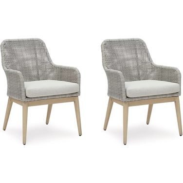 Seton Creek Gray Outdoor Dining Arm Chair Set of 2