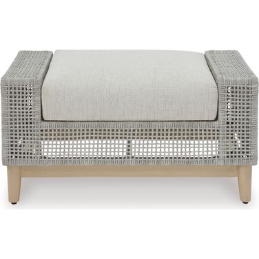 Seton Creek Gray Outdoor Ottoman With Cushion