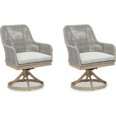 Seton Creek Gray Outdoor Swivel Dining Chair Set of 2