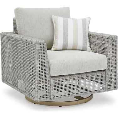 Seton Creek Gray Outdoor Swivel Lounge With Cushion