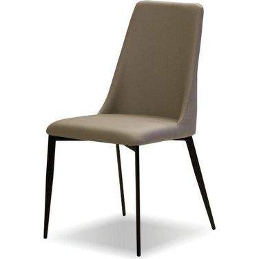 Seville Taupe Leatherette With Matte Black Legs Dining Chair - Set of 2