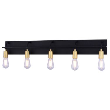 Seward Park 36 Inch 5 Light Vanity In Black and Satin Brass