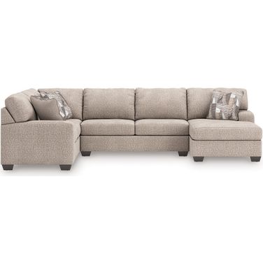 Newellen 3-Piece RAF Sleeper Sectional With Chaise In Hemp