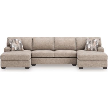 Newellen 3-Piece Sectional With Double Chaise In Hemp