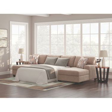 Newellen 3-Piece Sleeper Sectional With Double Chaise In Hemp