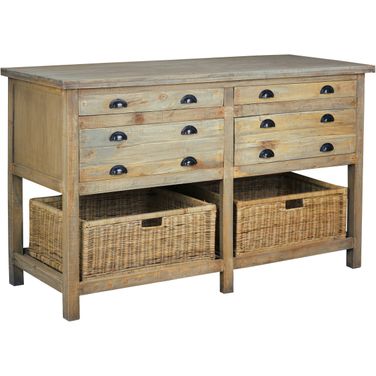 Shabby Chic Cottage 61 Inch Double Bay Sideboard In Brown
