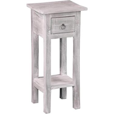 Shabby Chic Cottage Distressed Light Gray Narrow Side Table