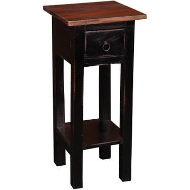 Shabby Chic Cottage Raftwood Narrow Side Table In Black and Brown