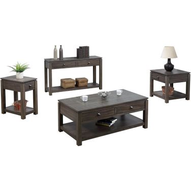 Shades of Gray Console and End Table Set with Drawers and Shelves