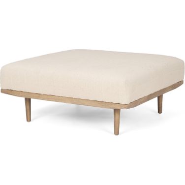 Shae Brown Wood Ottoman In Oatmeal Fabric