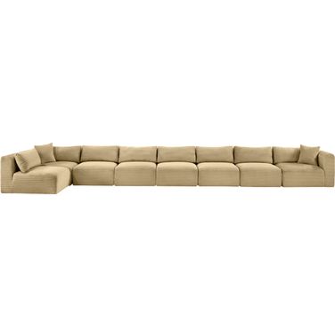 Shaggy Corduroy Performance Fabric 8 Piece Modular Sectional In Camel