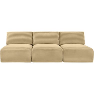 Shaggy Corduroy Performance Fabric 3 Piece Modular Sofa In Camel