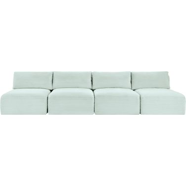 Shaggy Corduroy Performance Fabric 4 Piece Modular Sofa In Mint