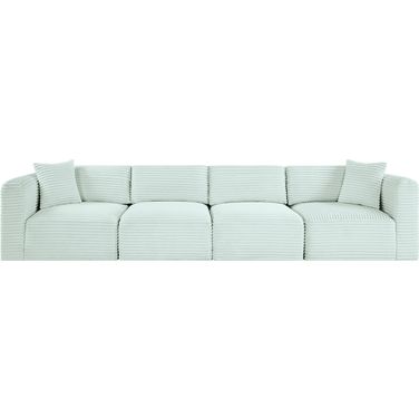 Shaggy Corduroy Performance Fabric 4 Piece Modular Sofa In Mint