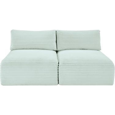 Shaggy Corduroy Performance Fabric 2 Piece Modular Sofa In Mint