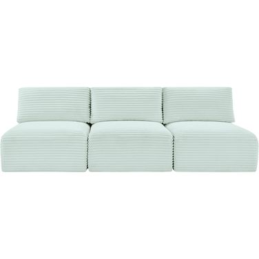 Shaggy Corduroy Performance Fabric 3 Piece Modular Sofa In Mint