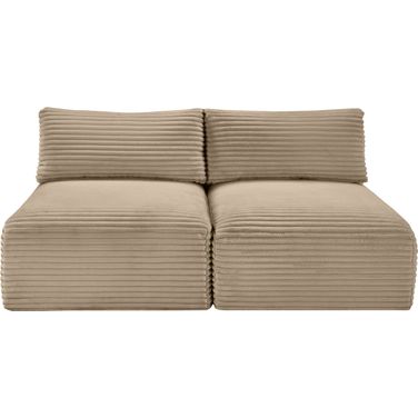 Shaggy Corduroy Performance Fabric 2 Piece Modular Sofa In Taupe