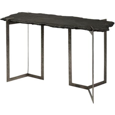 Shale Iii Black Live-Edge Slate And Iron Console Table