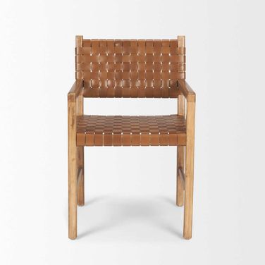 Shan Leather Dining Armchair In Brown