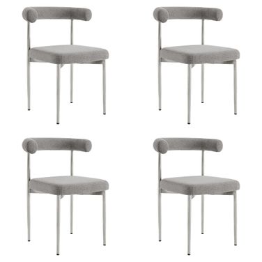 Shannon Dining Chair Set of 4 In Stainless Steel and Light Grey