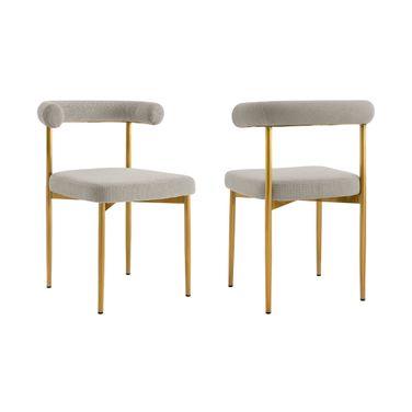 Shannon Dining Chair with Gold Brushed Stainless Steel and Taupe Fabric Set of 2
