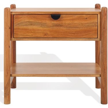 Shanti 1 Drawer Wood Nightstand In Natural and Gold