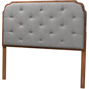 Shanti Grey Fabric and Walnut Brown Finished Wood King Headboard